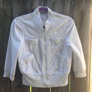 Dots Off White Corduroy Bomber Style Jacket Size M